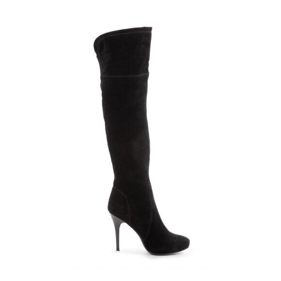 POPUSHIER
Black Suede Knee High Heel Boots - Picture 3 of 15